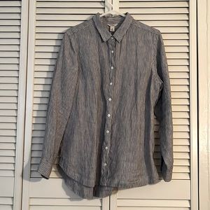 L.L. Bean Striped Linen Button Down